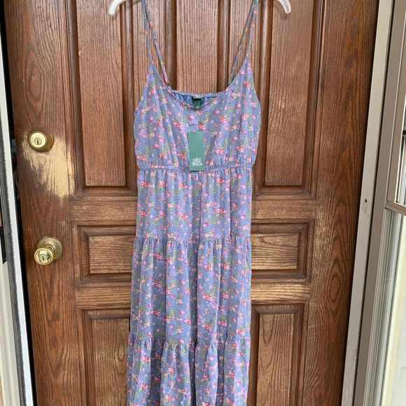 NWT Wild Fable purple floral tiered midi dress - Picture 3 of 12